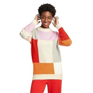 Lego Women's Color Block Sweater - LEGO Collection 
Red/Pink/Orange Size XS